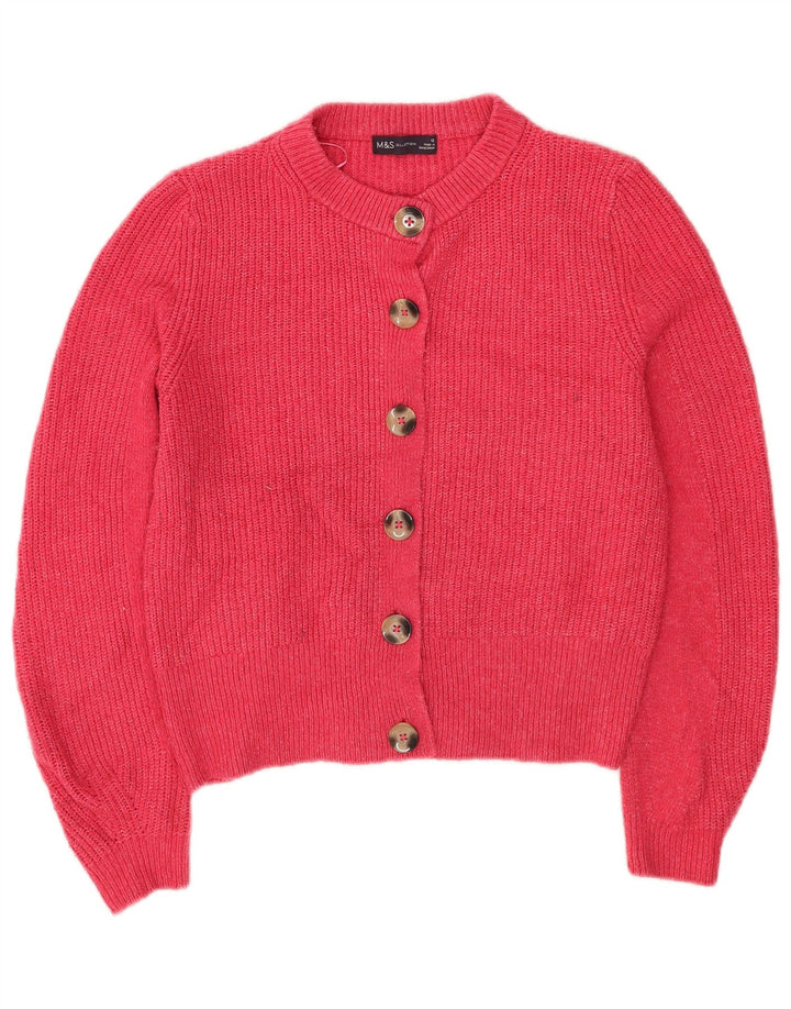 Suéter cardigã feminino Marks & Spencer Reino Unido 12 acrílico rosa médio