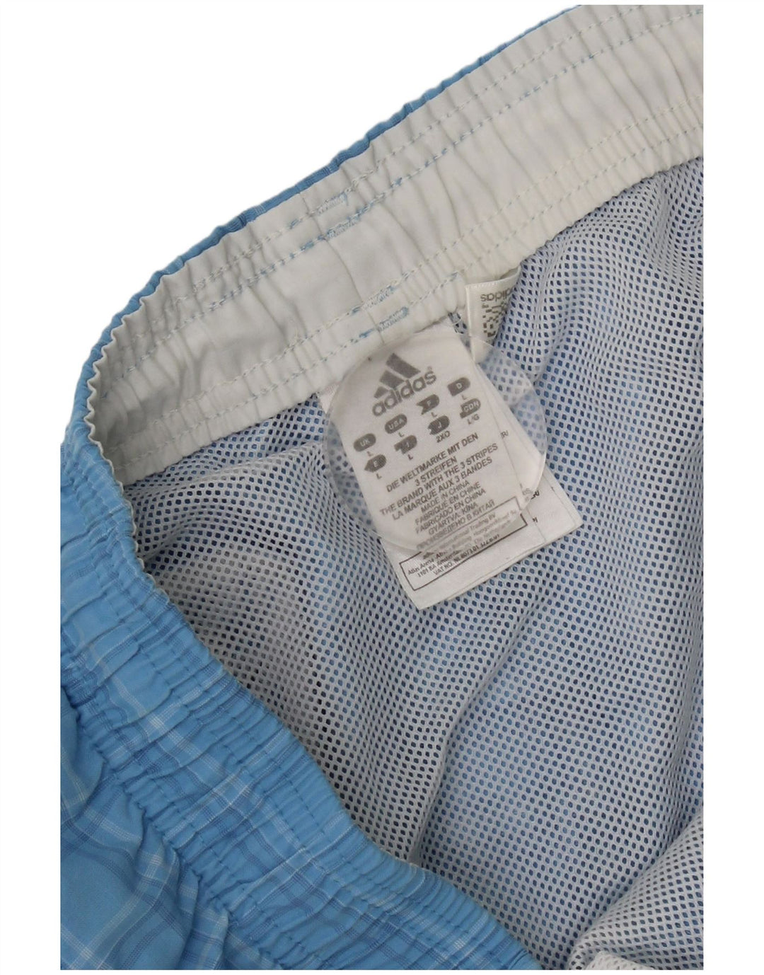 Shorts de natação masculinos Adidas grande poliéster xadrez azul