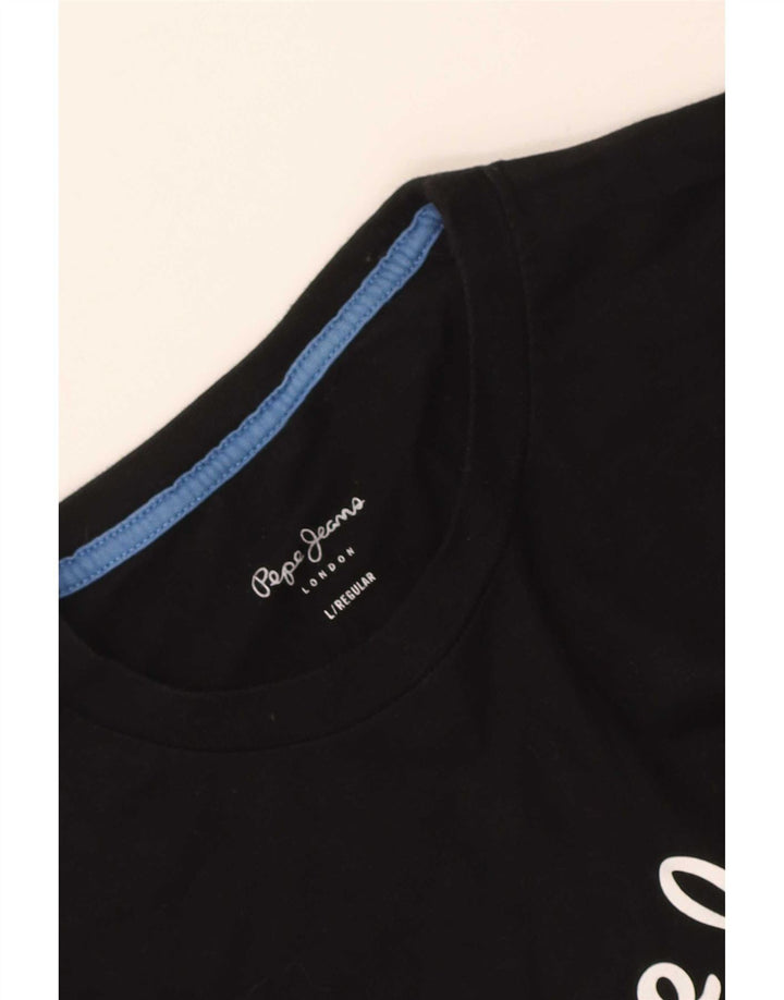 PEPE Jeans masculino regular gráfico top manga comprida grande preto