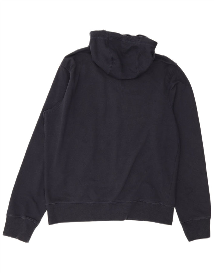 Suéter masculino New Balance com capuz e zíper médio azul marinho