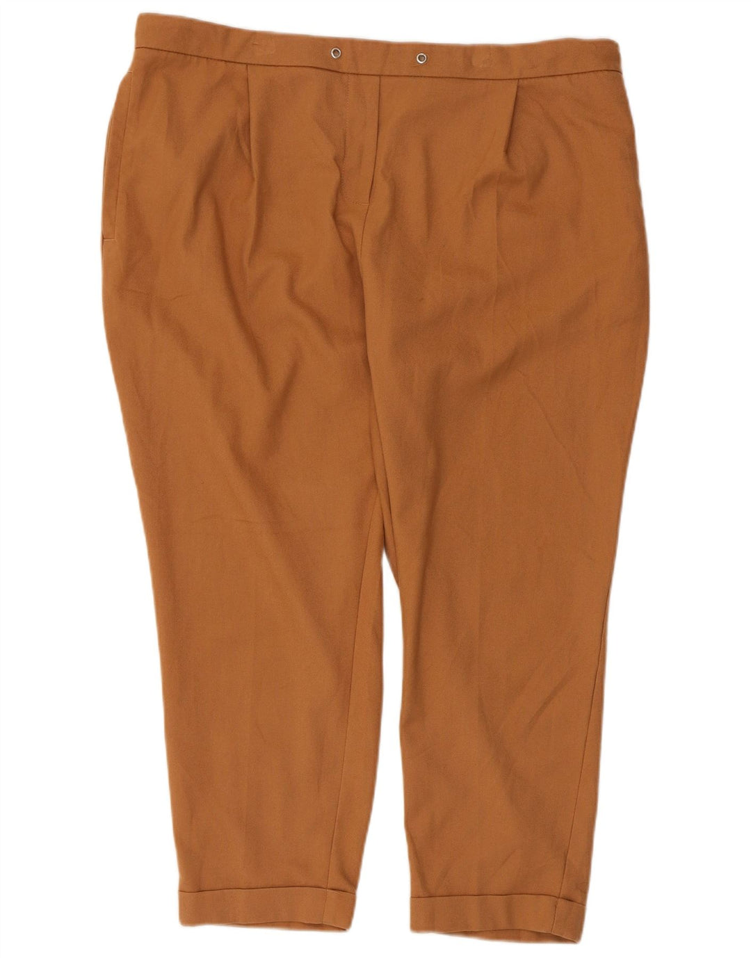 Calças cortadas femininas Marks & Spencer UK 20 2XL W38 L25 poliéster bege