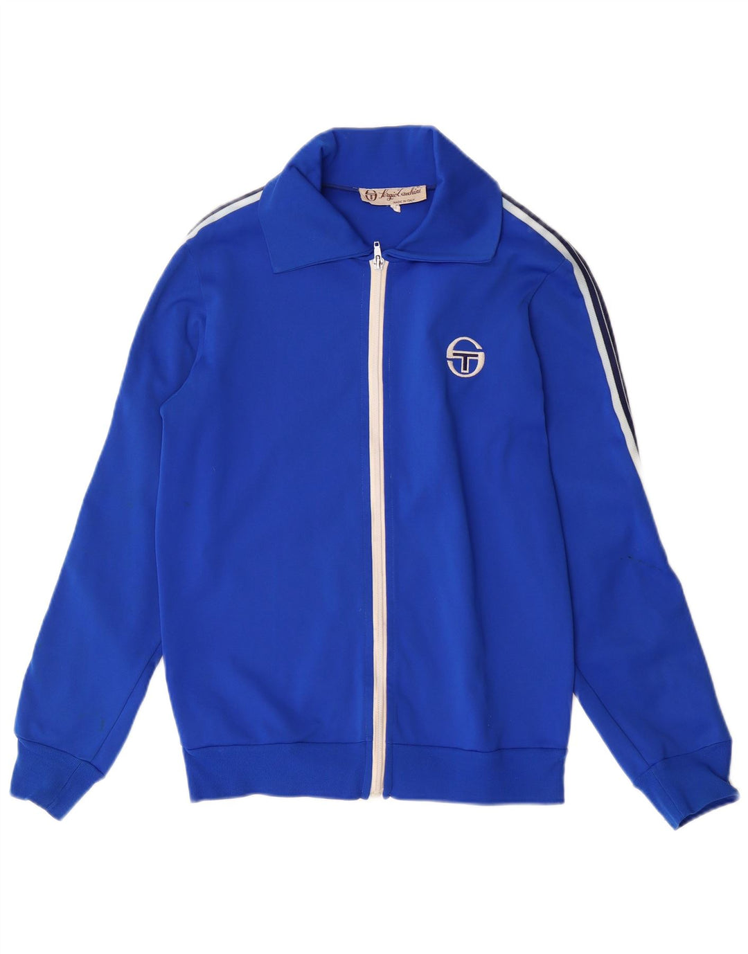 SERGIO TACCHINI Jaqueta masculina de agasalho vintage IT 46 pequena azul anos 80
