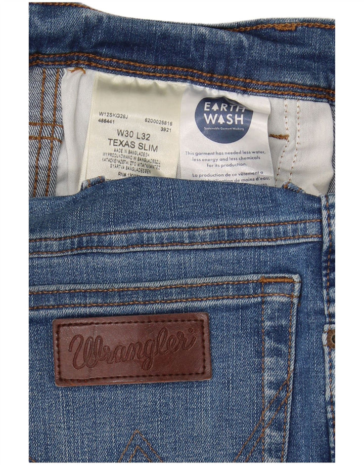 Jeans WRANGLER masculino Texas Slim cortado W30 L25 algodão azul