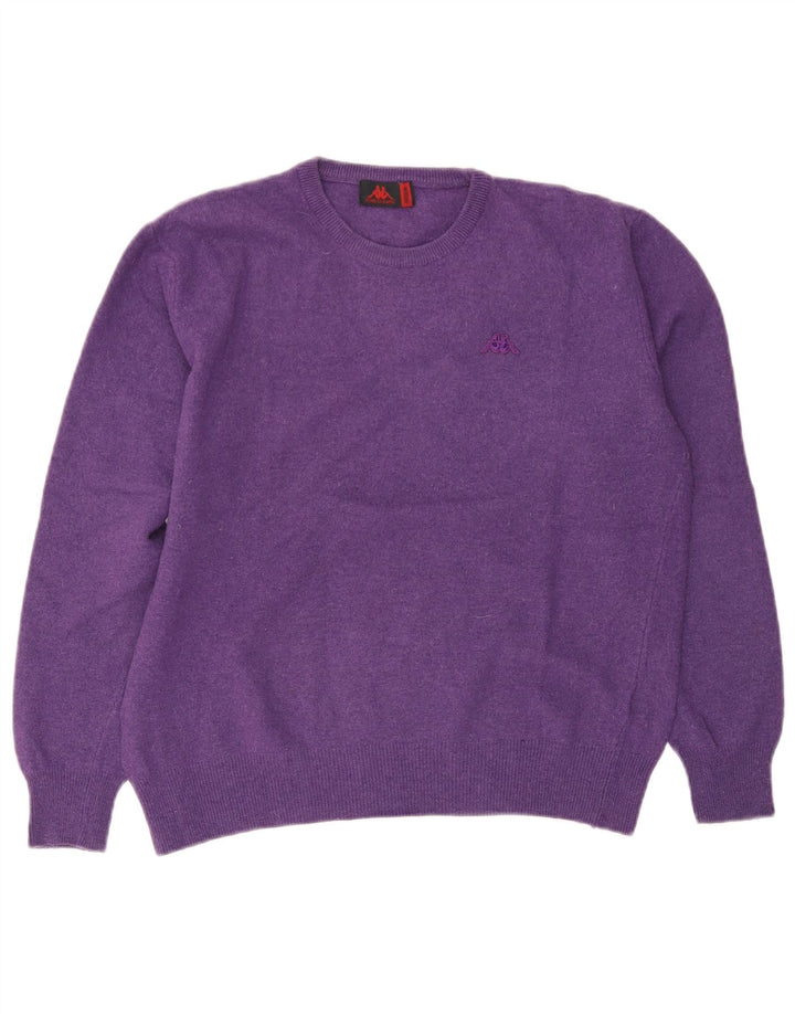 Suéter feminino Kappa com gola redonda UK 14 lã roxa média