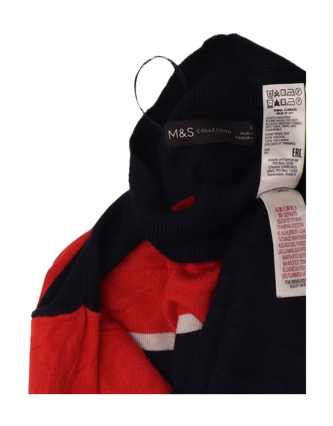 Suéter feminino Marks & Spencer com gola tartaruga Reino Unido 12 médio azul marinho