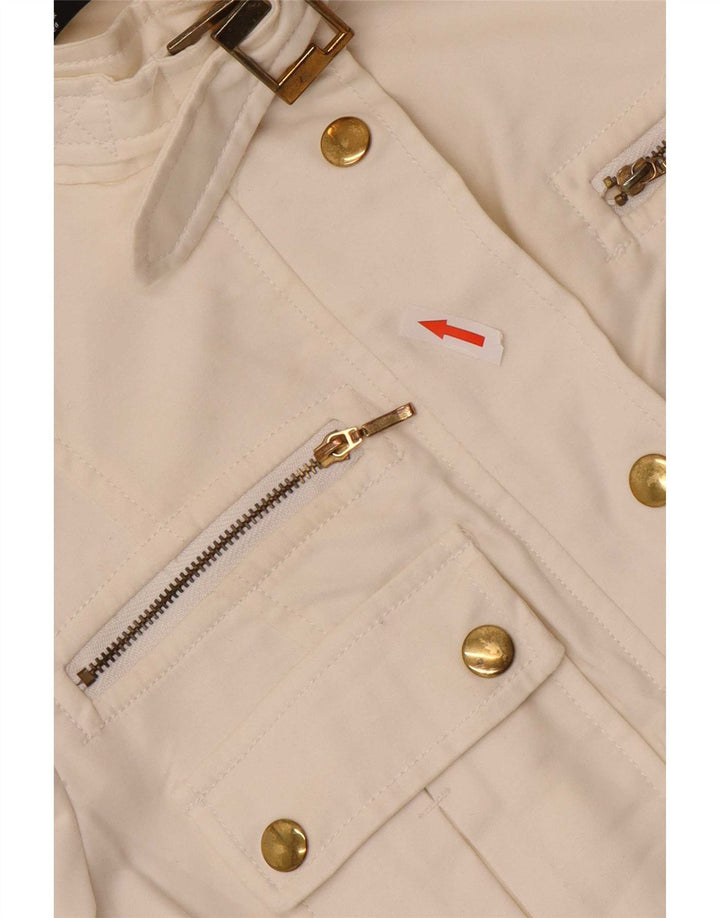 Jaqueta utilitária feminina Zara UK 12 algodão branco médio