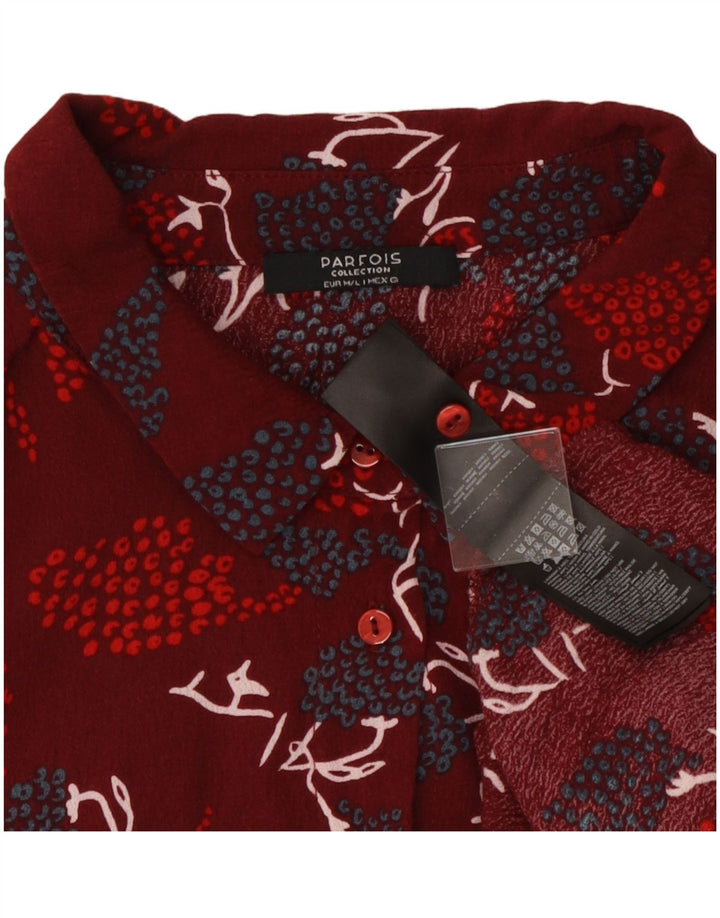 Vestido feminino Parfois com estampa abstrata em camadas Reino Unido 14 Viscose Borgonha Médio