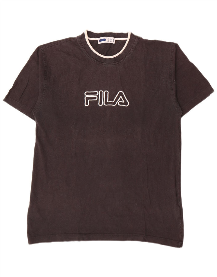 Fila Mens Graphic T-Shirt Top Pequeno Algodão Preto