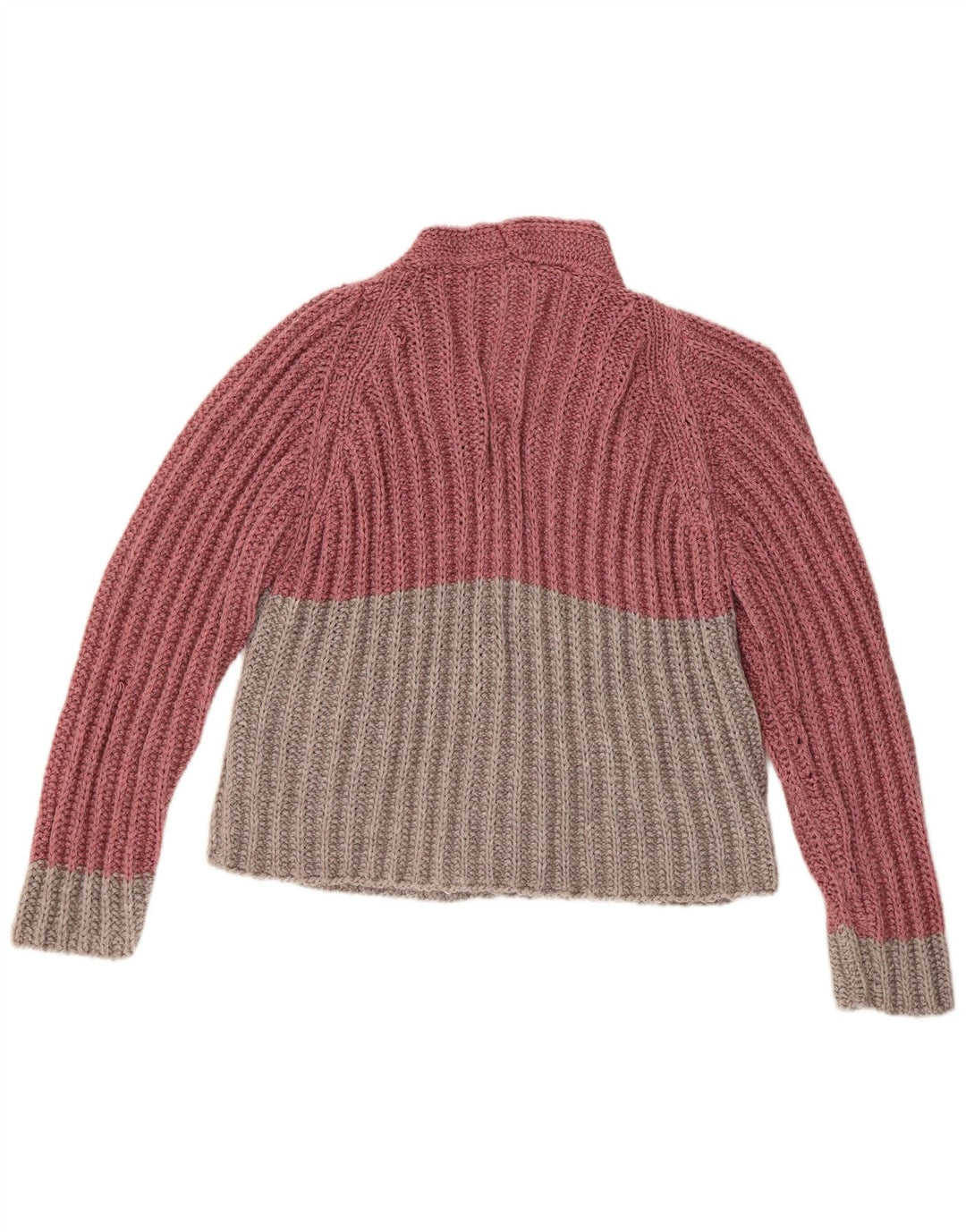 Suéter cardigã feminino VINTAGE Reino Unido 16 grande bloco colorido rosa