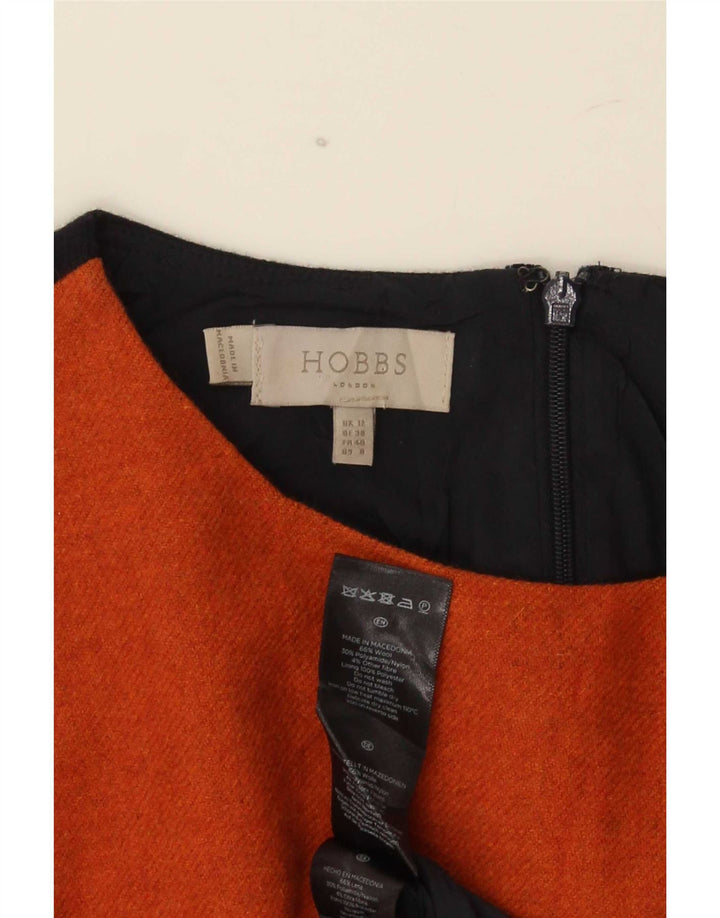 Vestido bainha feminino Hobbs Reino Unido 12 lã colorblock laranja médio