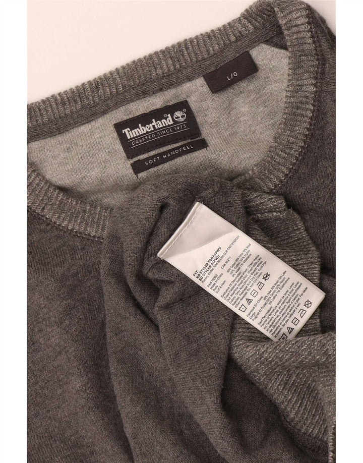 Suéter masculino Timberland com gola redonda, grande algodão cinza