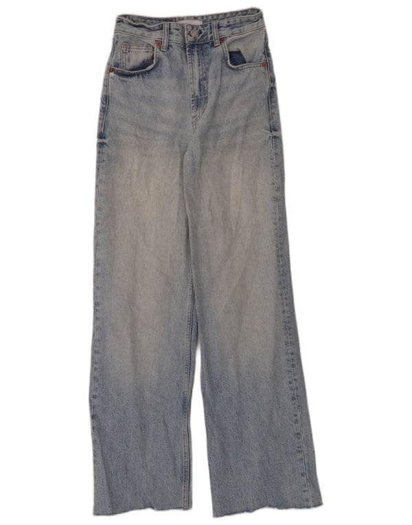 Zara Jeans feminino cintura alta com perna larga EU 34 2XS W24 L30 azul