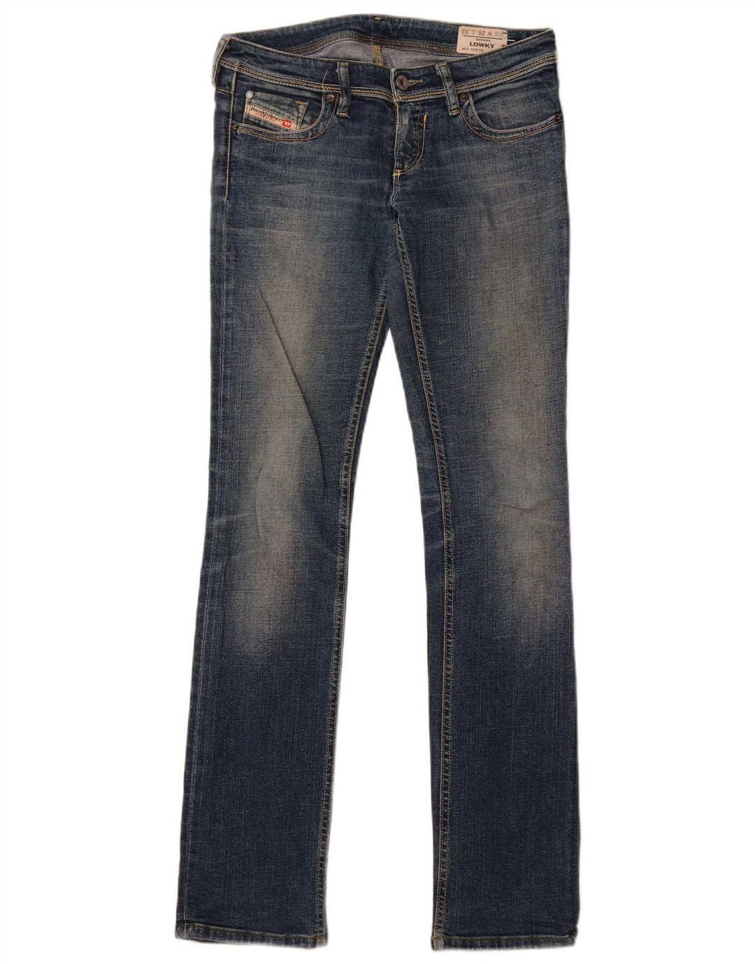 Jeans feminino Diesel Lowky Straight W26 L32 azul marinho algodão