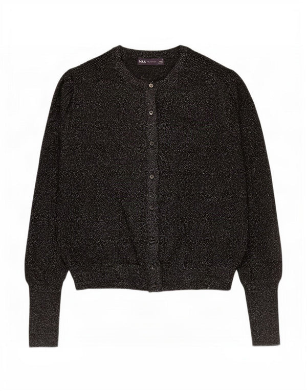Suéter cardigã feminino Marks & Spencer Reino Unido 14 grande viscose preta