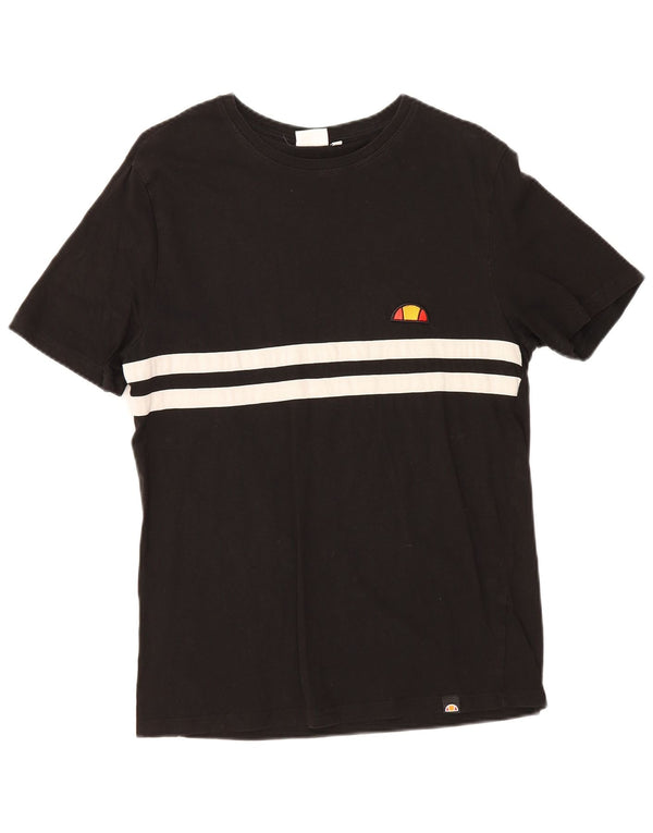 Ellesse Camiseta masculina regular gráfica top grande listrado preto esportivo