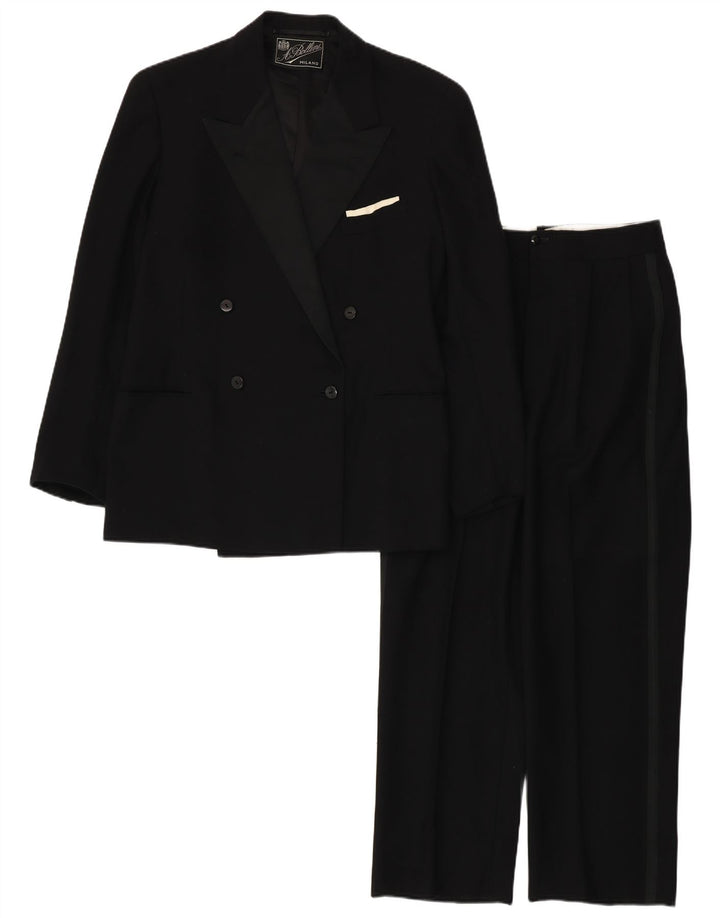 Terno masculino vintage com peito duplo de 2 peças pequeno W28 L28 preto