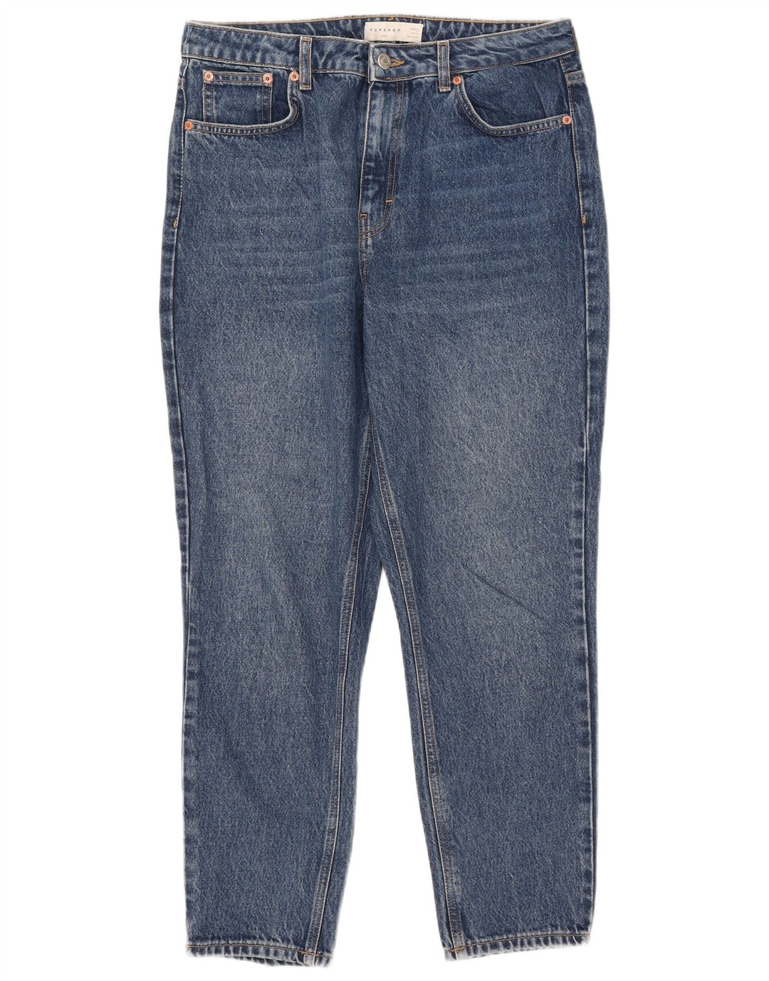 Calça jeans feminina Topshop Mom Tapered W32 L26 azul poliéster