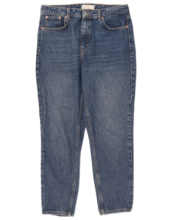 Calça jeans feminina Topshop Mom Tapered W32 L26 azul poliéster