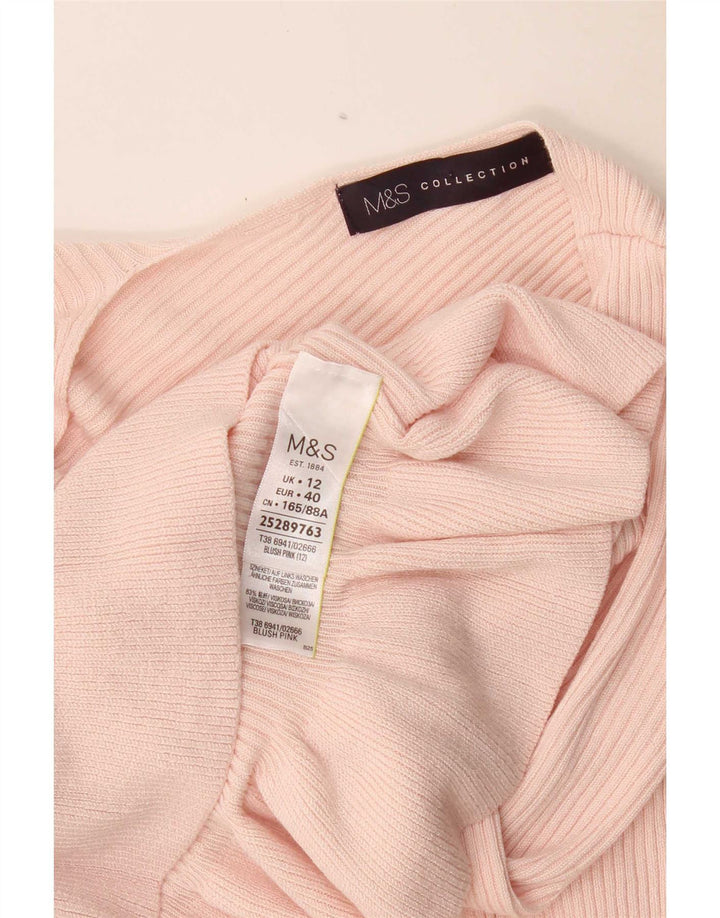 Suéter feminino Marks & Spencer com decote em V UK 12 viscose rosa médio