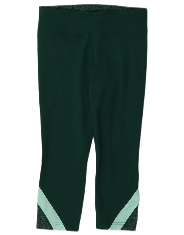 Under Armour Mulheres Capri Leggings UK 10 Poliéster Verde Pequeno