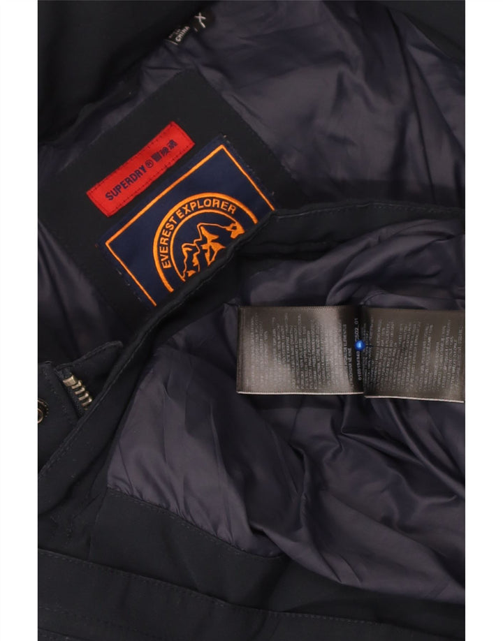 Jaqueta de esqui com capuz masculina Superdry UK 42 XL poliéster xadrez azul marinho