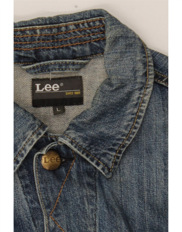 Jaqueta jeans feminina Lee UK 16 grande algodão azul