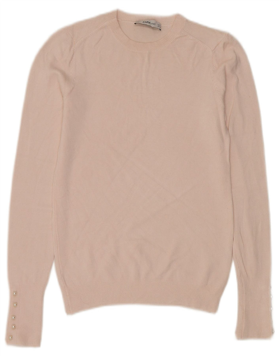 Suéter feminino Zara com gola redonda, Reino Unido 8 pequeno rosa