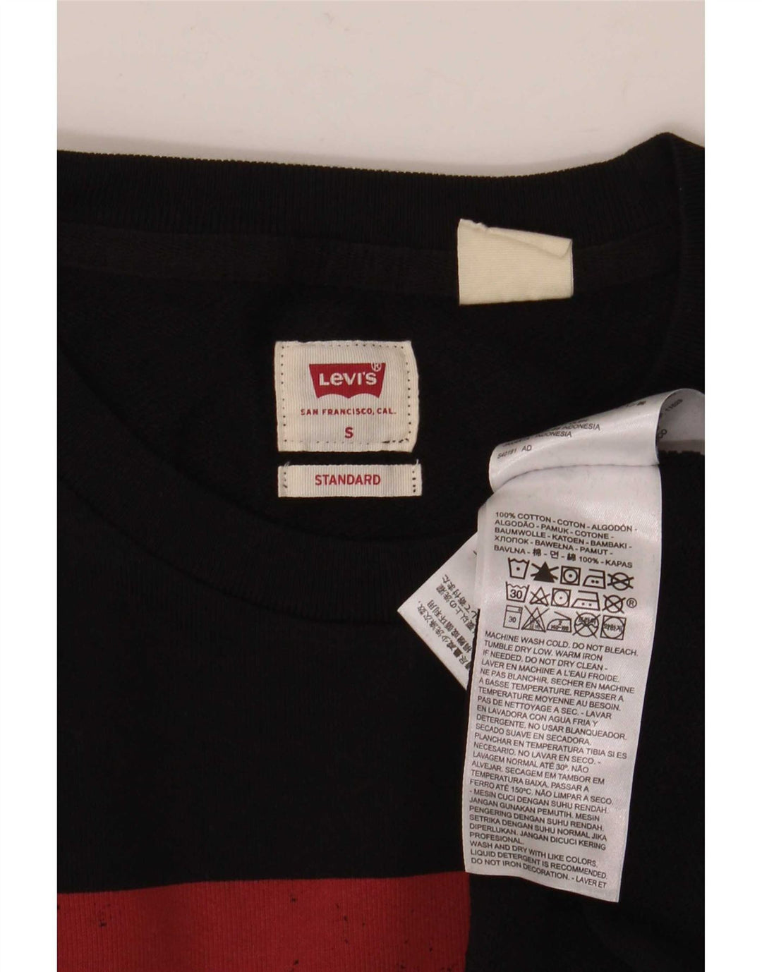 Levi's Masculino Padrão Gráfico Moletom Jumper Pequeno Preto