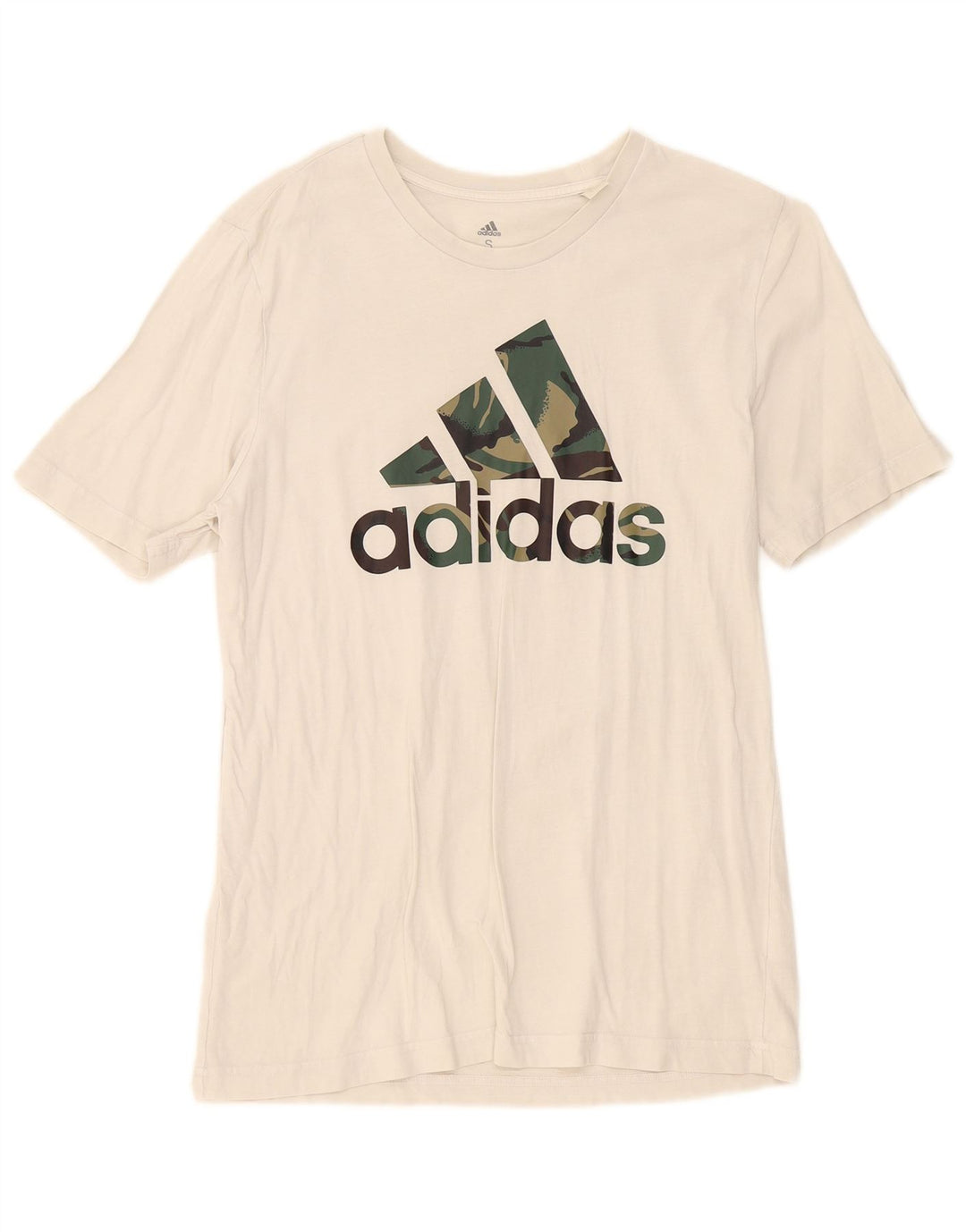 Adidas Mens Graphic T-Shirt Top Pequeno Algodão Branco