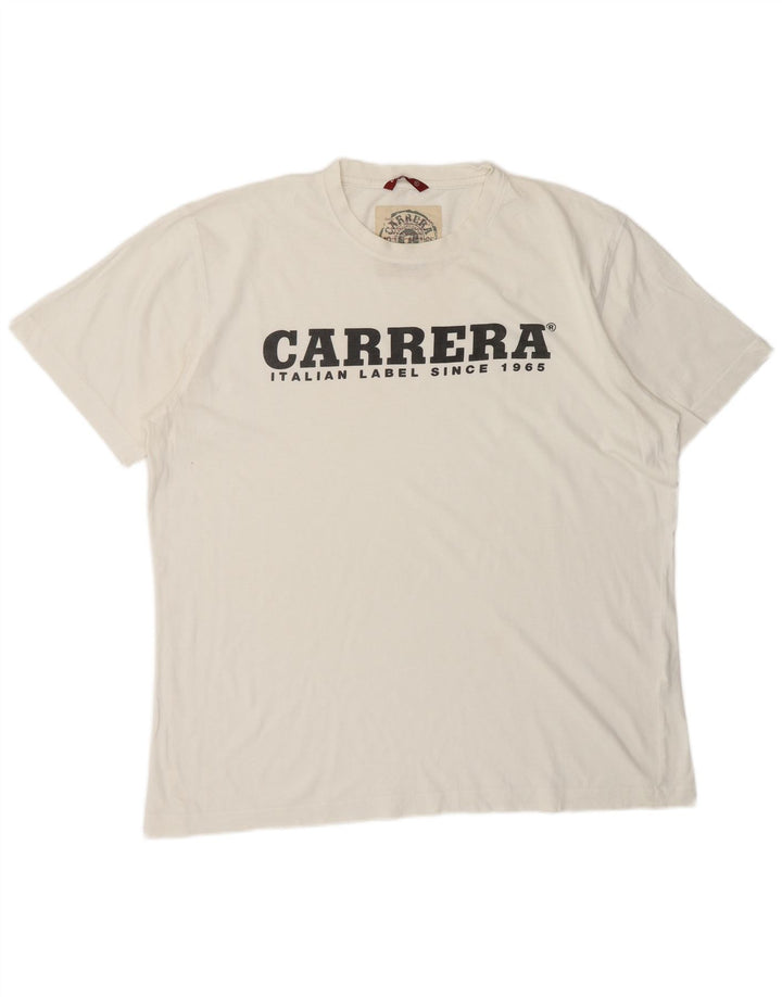 Camiseta masculina gráfica CARRERA Top XL algodão branco