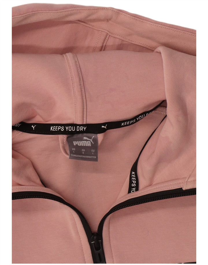 Suéter Puma feminino com capuz e zíper UK 14 grande rosa