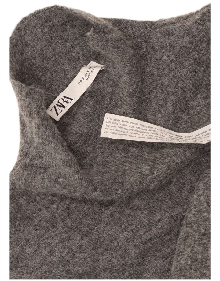 Vestido jumper feminino sem mangas Zara Reino Unido 8 pequeno poliéster cinza