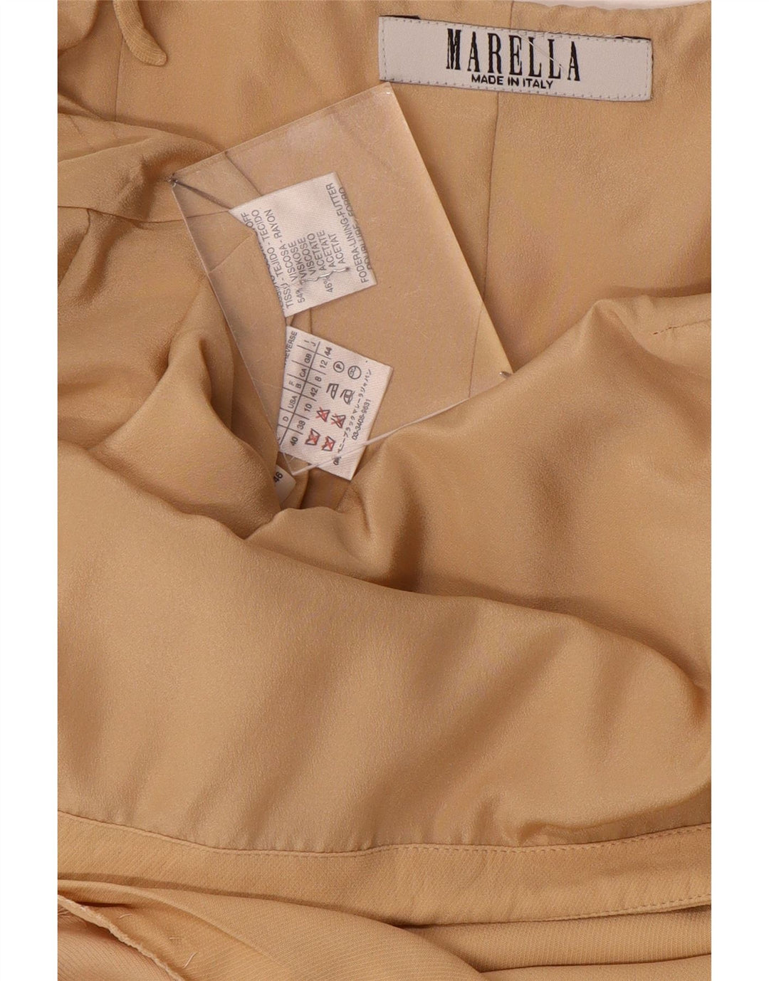 Vestido deslizante feminino Marella UK 12 viscose bege médio