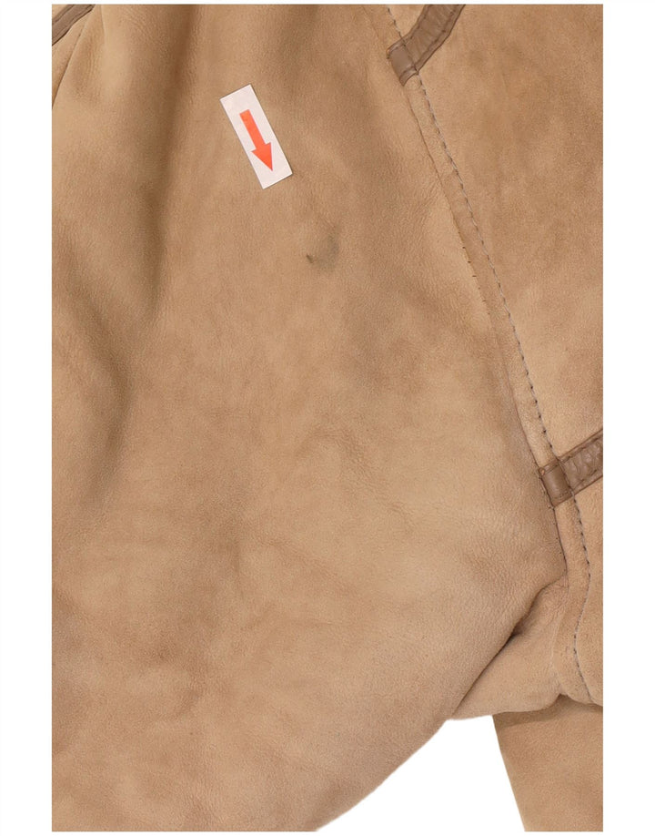Casaco feminino vintage de shearling UK 14 Shearling marrom médio