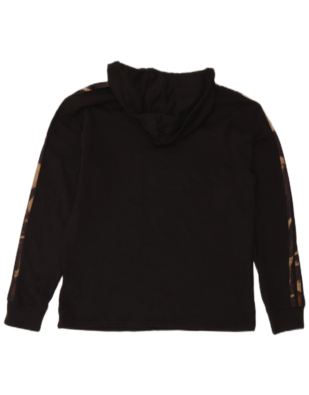 ADIDAS Womens Hoodie Jumper UK 12/14 Médio Preto Camuflagem Algodão