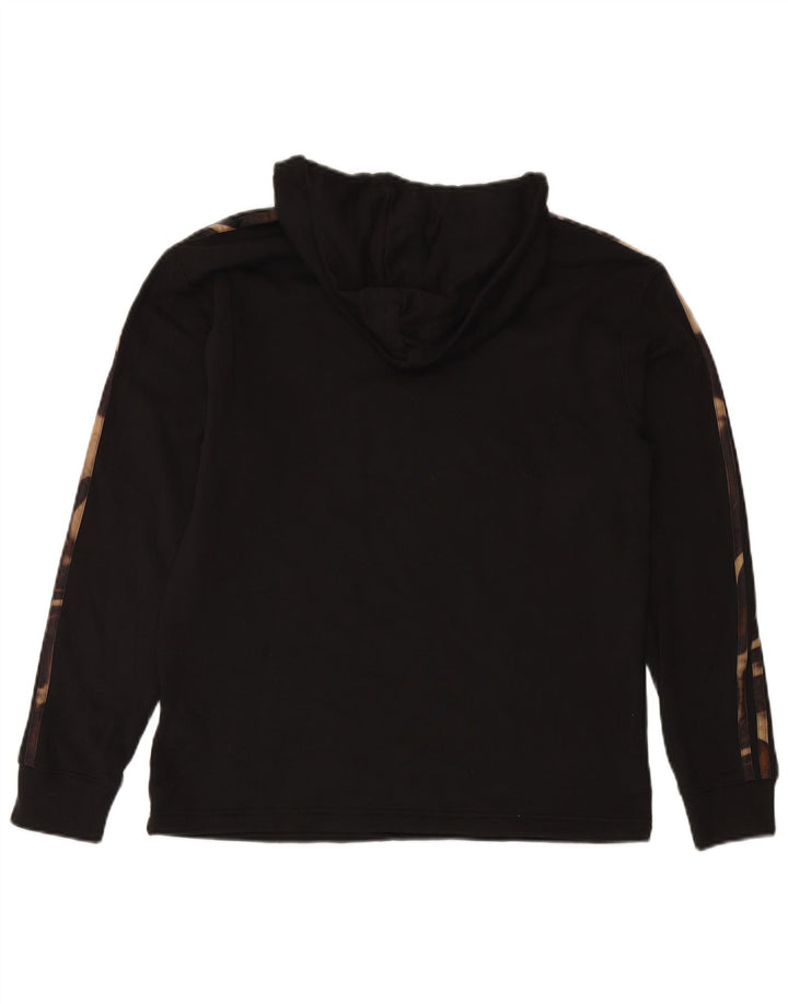 ADIDAS Womens Hoodie Jumper UK 12/14 Médio Preto Camuflagem Algodão