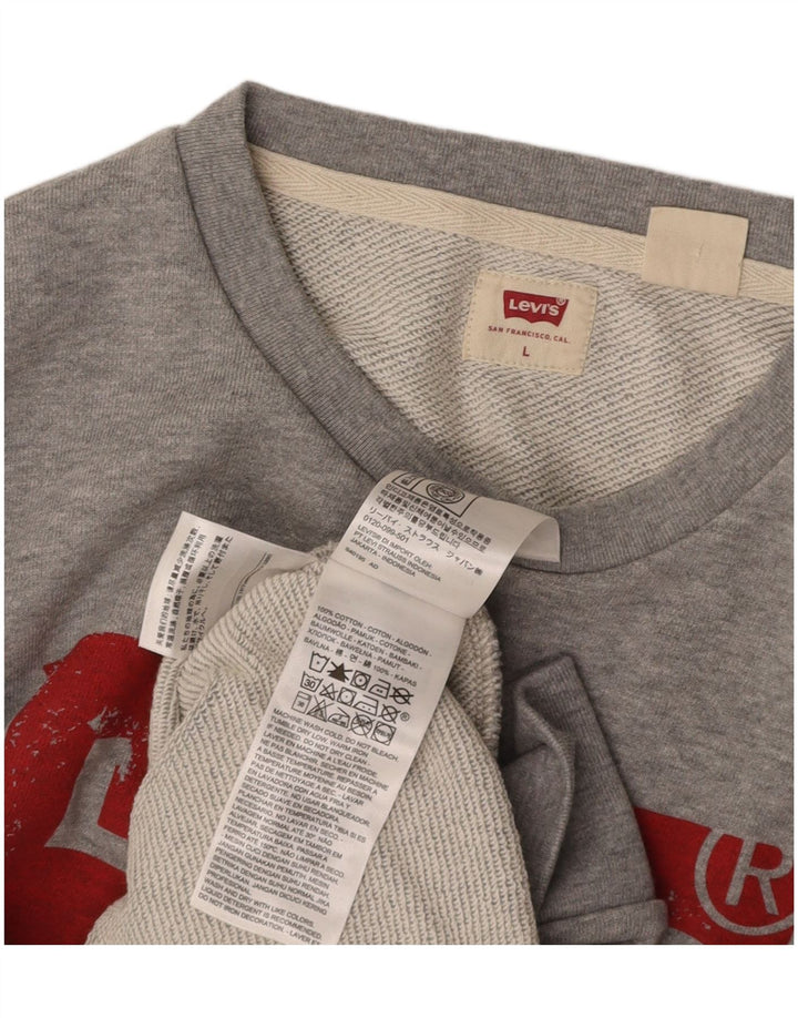 Suéter gráfico feminino LEVI'S UK 16 grande algodão cinza