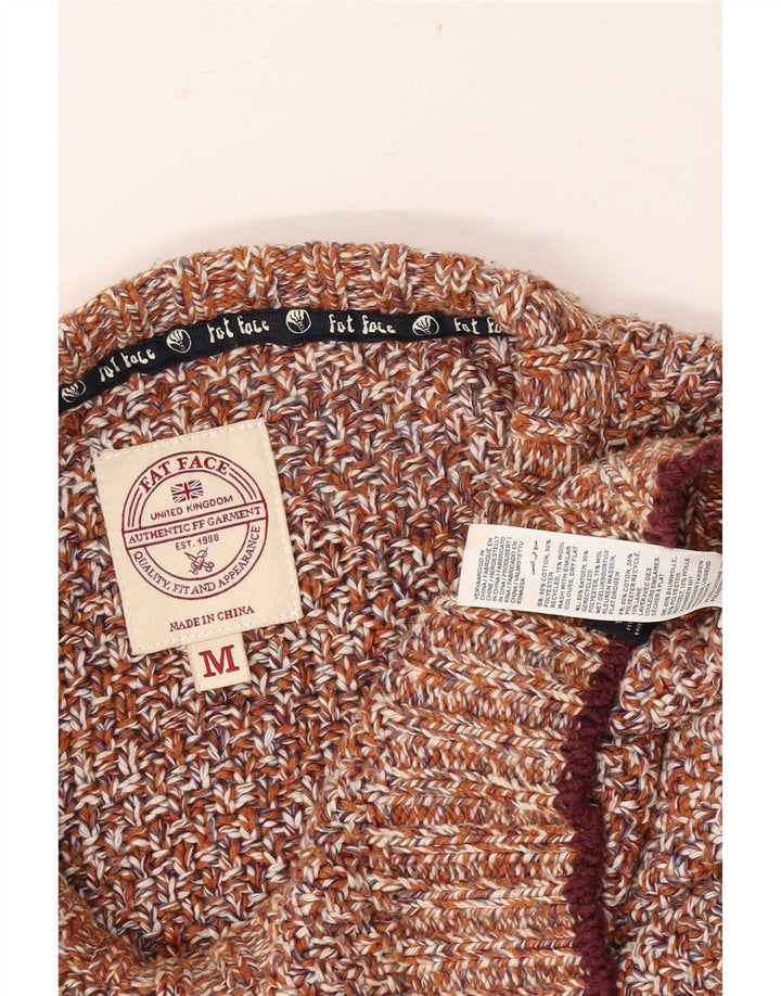 Suéter masculino Fat Face com gola redonda e algodão manchado marrom médio