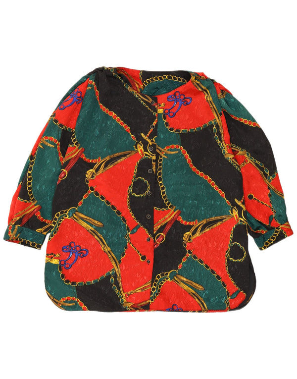 Blusa feminina VINTAGE com estampa abstrata UK 18 XL multicolorida