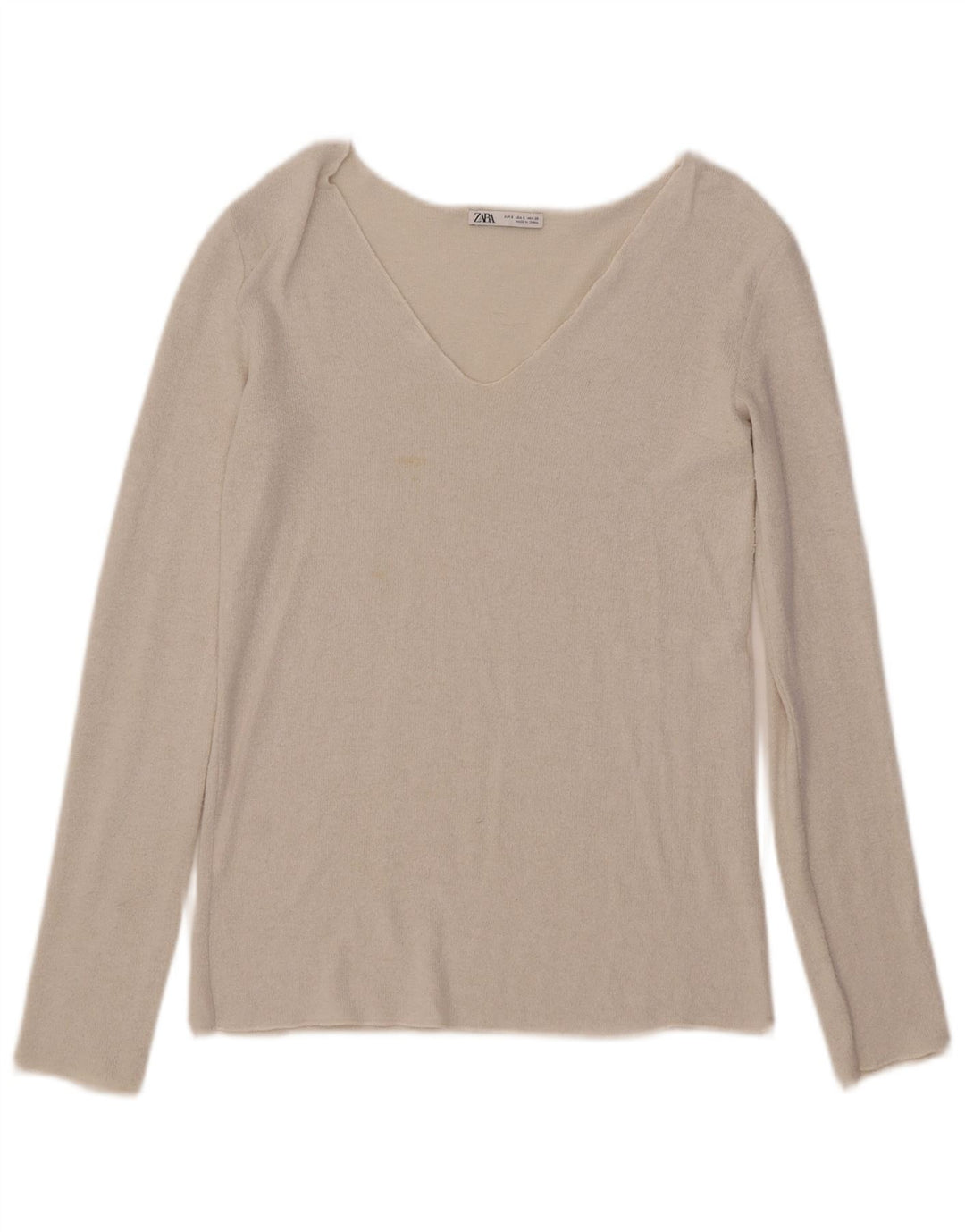 Top feminino Zara manga comprida UK 10 pequeno branco