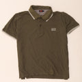 Camisa polo masculina Avirex grande algodão listrado cáqui