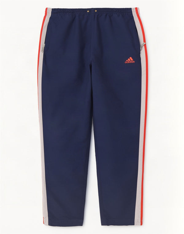 Calça de treino masculina Adidas UK 44/46 grande poliéster azul marinho