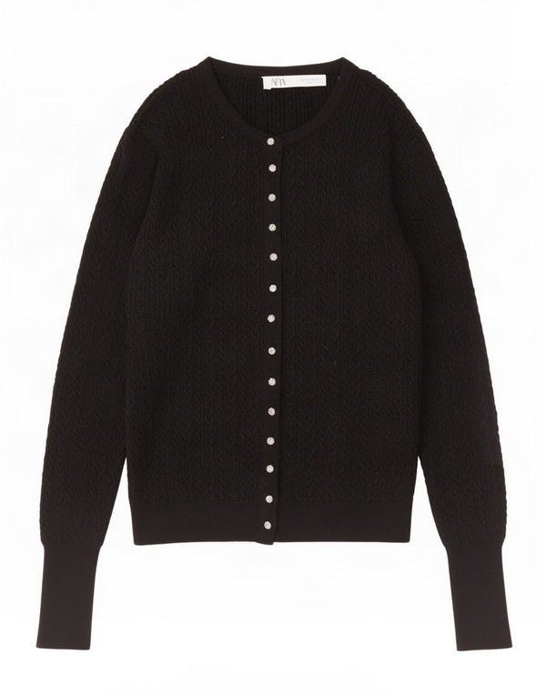 Suéter cardigã feminino Zara Reino Unido 12 viscose preta média