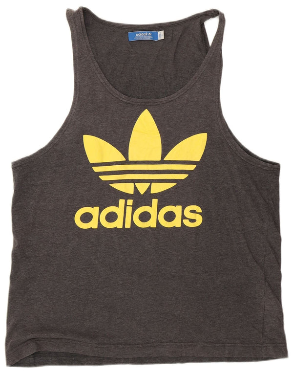 Adidas Womens Graphic Vest Top UK 16 Grande Algodão Cinza