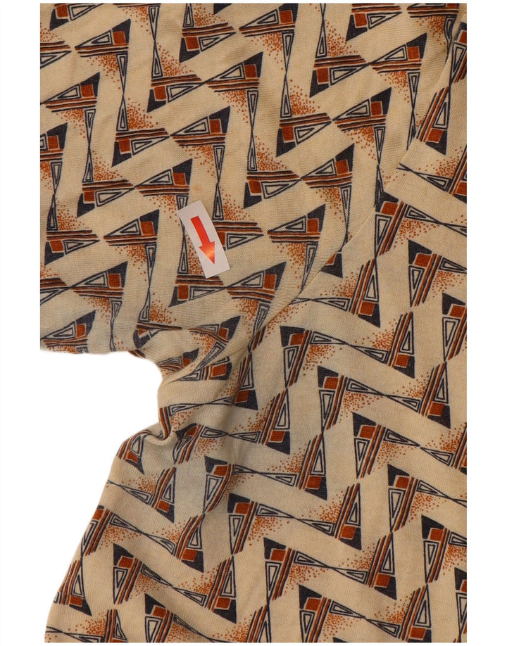 Camisa polo masculina vintage algodão geométrico bege médio