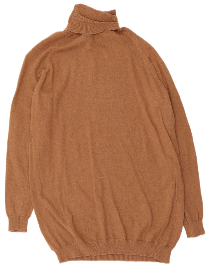 Suéter feminino Zara com gola redonda e algodão marrom médio UK 12