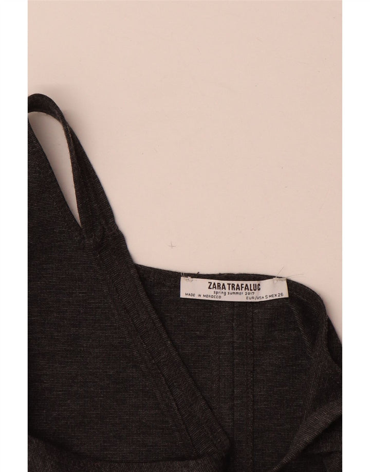 Vestido bodycon feminino sem mangas Zara UK 8 pequeno poliéster cinza