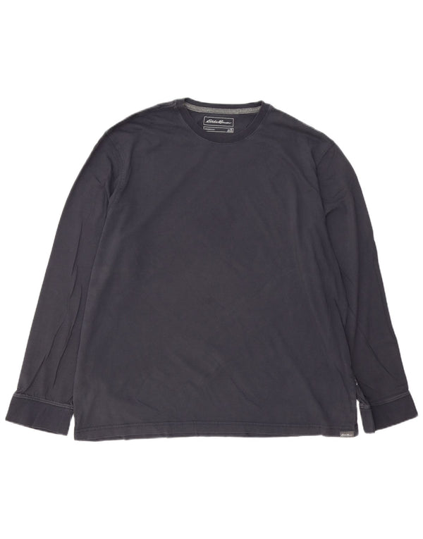 EDDIE BAUER Top masculino manga comprida XL azul marinho algodão
