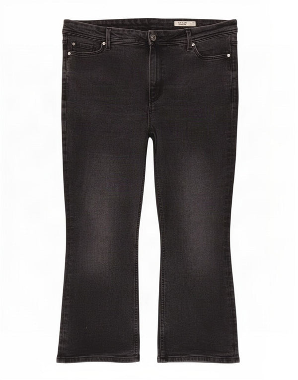 Calça jeans feminina Marks & Spencer Slim Flare UK 18 XL W36 L24 preta