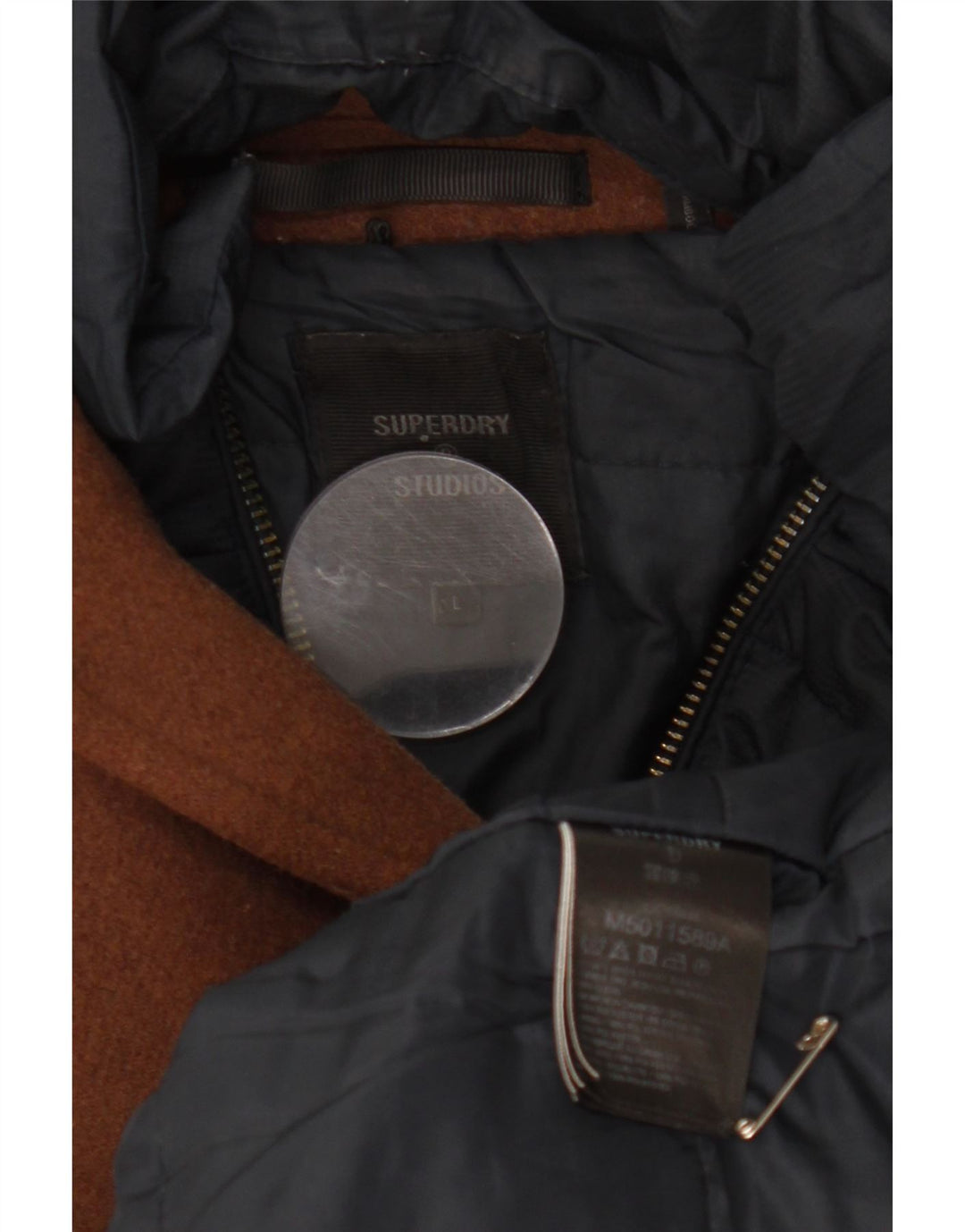 Sobretudo masculino Superdry UK 40 grande lã marrom